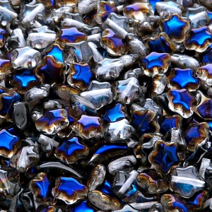 40pcs Czech Pressed Glass Star Beads 6mm Crystal Azuro
