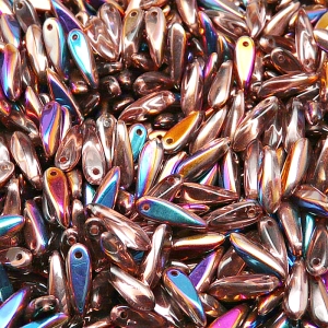 50pcs Czech Pressed Glass Dagger Beads 3x11mm Crystal Sliperit