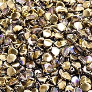 80pcs Czech Pressed Glass Pinch Beads 5mm Crystal Golden Rainbow