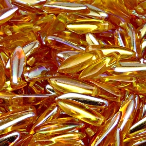 30pcs Czech Pressed Glass Dagger Beads 5x16mm Topaz AB