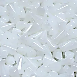 50pcs Czech Pressed Glass Spike Beads 5x8mm White Opal
