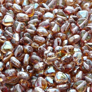 50pcs Czech Pressed Glass Heart Beads 6mm Alexandrite Celsian